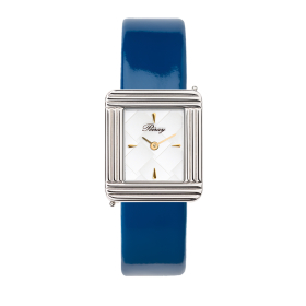 Montre Poiray Ma Première Cadran Blanc Texturé Bracelet Veau Vernis Bleu