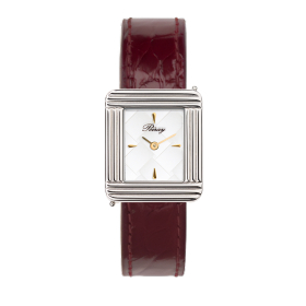 Montre Poiray Ma Première Cadran Blanc Texturé Bracelet Alligator Bordeaux