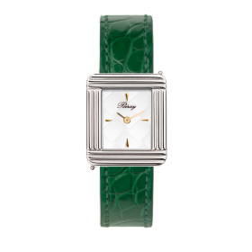 Montre Poiray Ma PremièreCadran Blanc Texturé Bracelet Alligator Vert