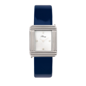 Montre Poiray Ma Première Cadran Blanc Serti Bracelet Veau Vernis Marine
