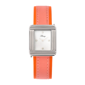 Montre Poiray Ma Première Cadran Blanc Serti Bracelet Veau Sellier Rose