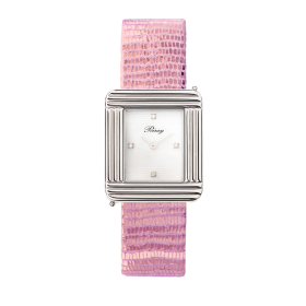 Montre Poiray Ma Première Cadran Blanc Serti Bracelet Chèvre Rose
