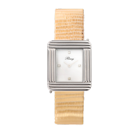 Montre Poiray Ma Première Cadran Blanc Serti Bracelet Chèvre Doré