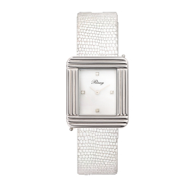 Montre Poiray Ma Première Cadran Blanc Serti Bracelet Chèvre Blanc
