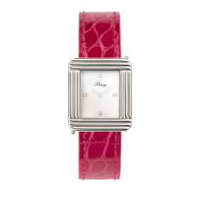 Montre Poiray Ma Première Cadran Blanc Serti Bracelet Alligator Rose