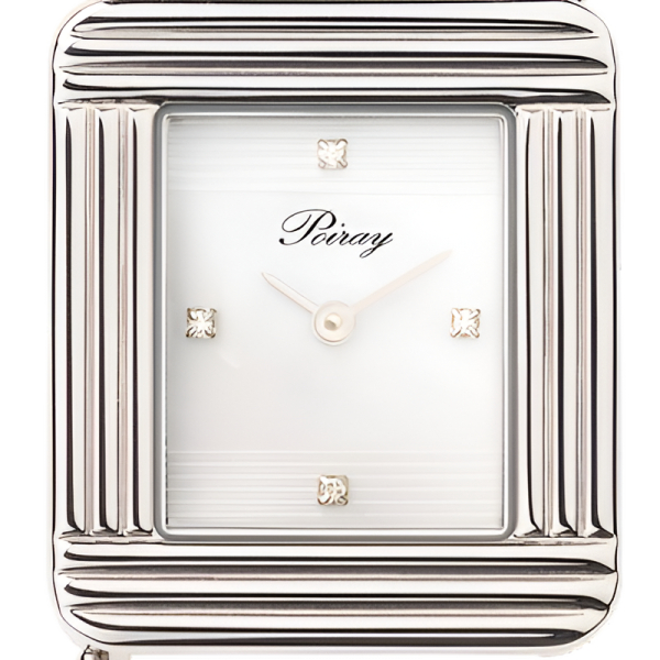 Montre Poiray Ma PremièreCadran Blanc Serti Bracelet Alligator Vert
