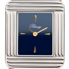 Montre Poiray Ma Première Acier Cadran Bleu Bracelet Veau Sellier Rose