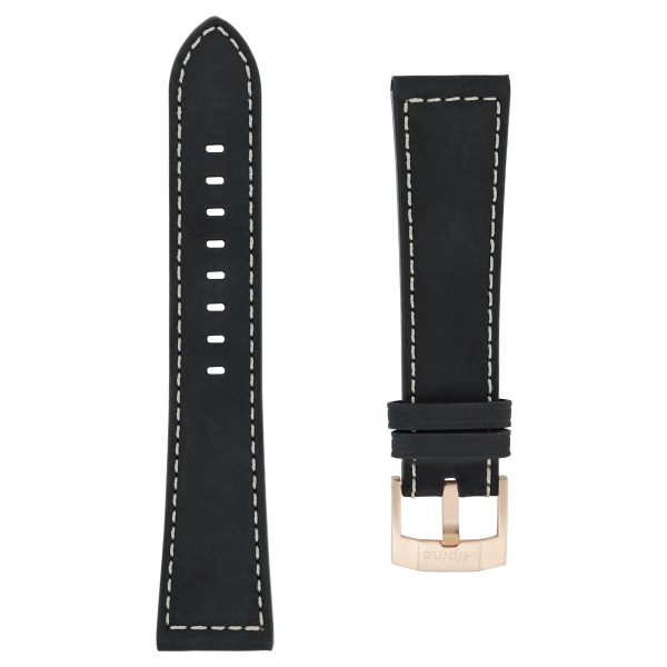 Bracelet Alpina 22MM en cuir de veau noir