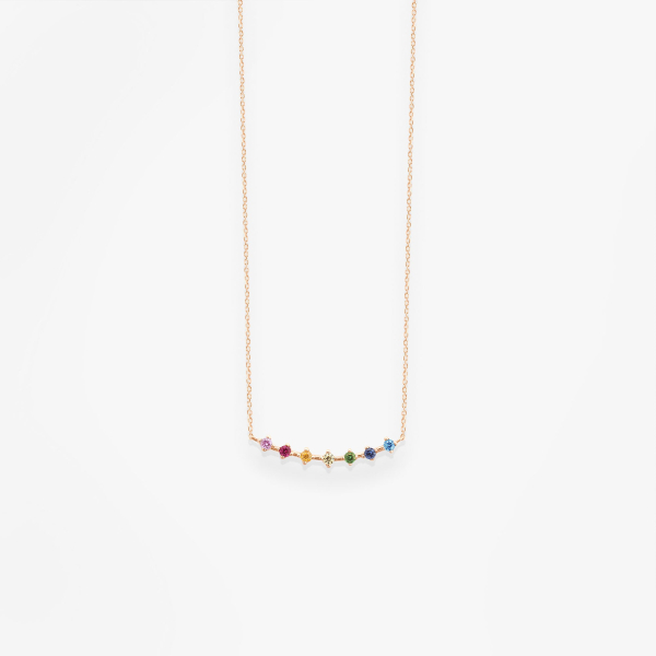 Collier Vanrycke Stardust Or Rose 18k et Pierres Multicolores