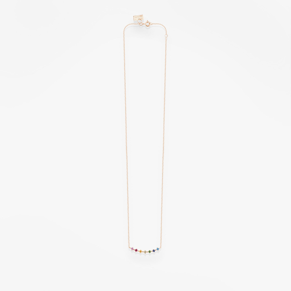 Collier Vanrycke Stardust Or Rose 18k et Pierres Multicolores