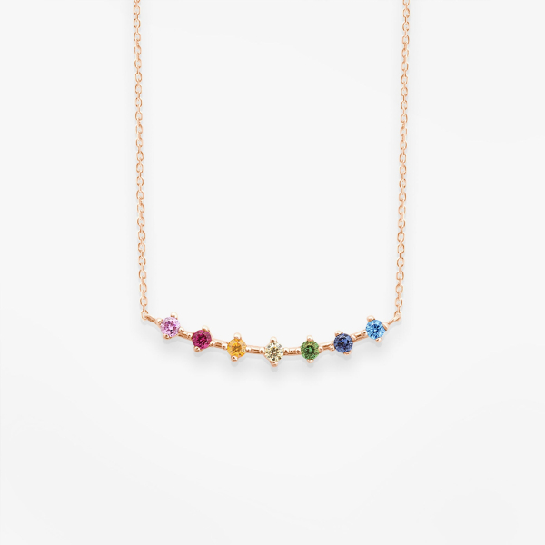 Collier Vanrycke Stardust Or Rose 18k et Pierres Multicolores