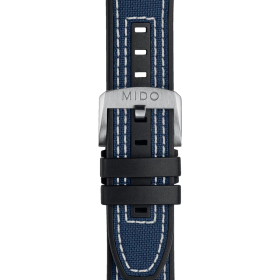 Bracelet Mido caoutchouc et tissu bleu 22mm