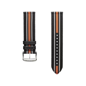 Bracelet Mido tissu noir et orange 22mm