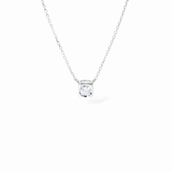 Collier Dinh Van Le Cube Diamant moyen modèle Or Blanc & Diamant