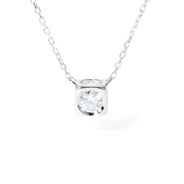 Collier Dinh Van Le Cube Diamant moyen modèle Or Blanc & Diamant