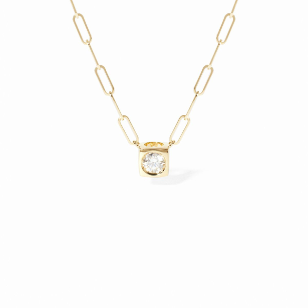 Collier Dinh Van Le Cube Diamant grand modèle or jaune 1 diamant 0,25 carat
