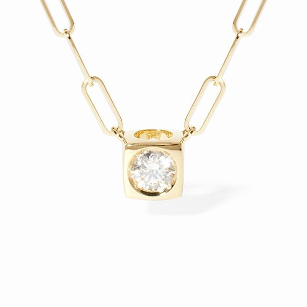 Collier Dinh Van Le Cube Diamant grand modèle or jaune 1 diamant 0,25 carat