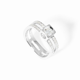 Bague Le Cube Dinh Van Or Blanc & Diamants Grand Modèle