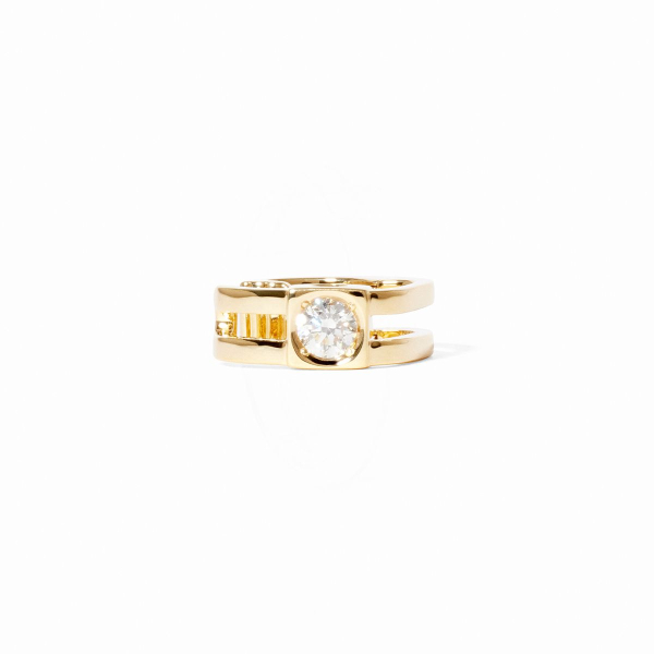 Bague d'oreilles Dinh Van Le Cube Diamant Grand Modèle Or Jaune et Diamant