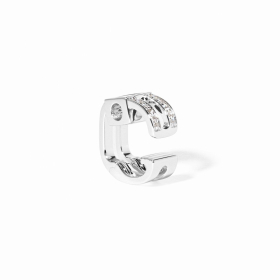 Bague d'oreilles Dinh Van Le Cube Diamant Grand Modèle Or Blanc Pavée Diamants