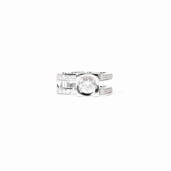 Bague d'oreilles Dinh Van Le Cube Diamant Grand Modèle Or Blanc Pavée Diamants