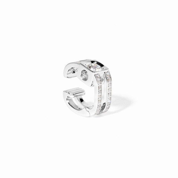 Bague d'oreilles Dinh Van Le Cube Diamant Grand Modèle Or Blanc Pavée Diamants