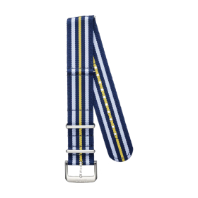 Bracelet Mido tissu bleu et jaune 22mm