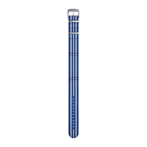 Bracelet Mido tissu bleu et jaune 22mm
