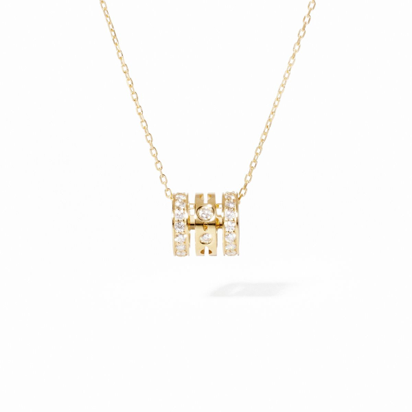 Pendentif Dinh Van Pulse Pavé 3 Rangs Or Jaune & Diamants