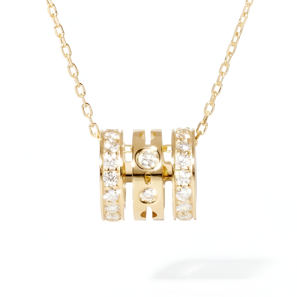 Pendentif Dinh Van Pulse Pavé 3 Rangs Or Jaune & Diamants