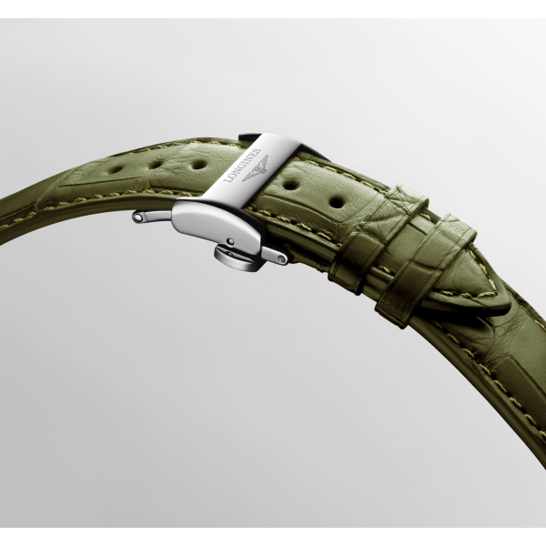 Montre Longines Master Collection Chrono 40mm Cadran Argent Bracelet Alligator Vert
