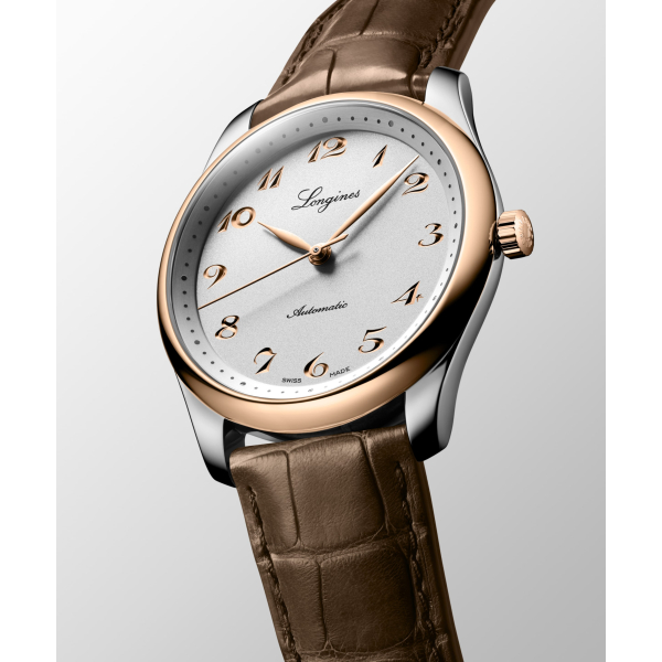 Montre Longines Master Collection Chrono 40mm Cadran Argent Bracelet Alligator Brun