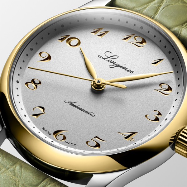 Montre Longines Master Collection 34mm Cadran Argent Bracelet Alligator Vert