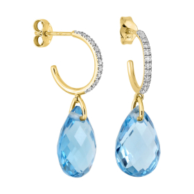 Boucles D'oreilles Morganne Bello Alma Or JauneTopaze Swiss Blue Diamants