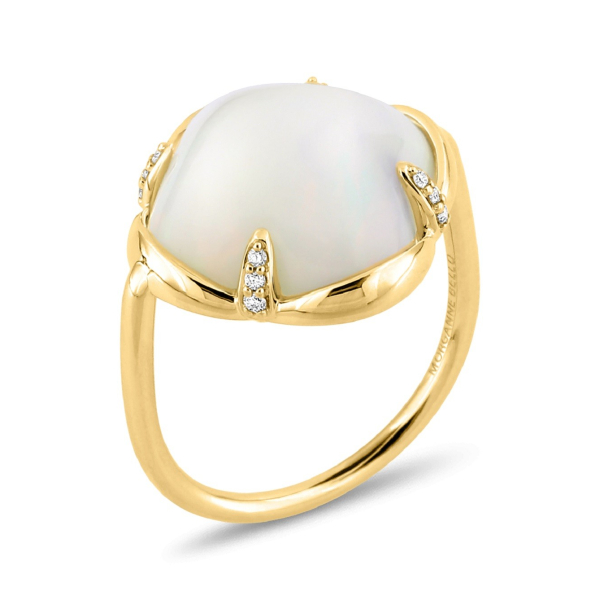 Bague Morganne Bello Songe Nacre Blanche Diamants Or Jaune