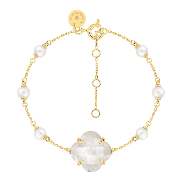 Bracelet Morganne Bello Victoria Perle Nacre Blanche Diamants Or Jaune