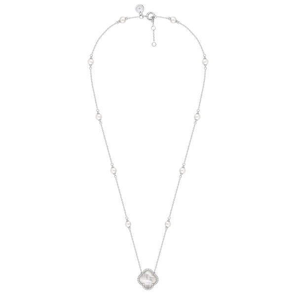 Collier Morganne Bello Victoria Perle Nacre Blanche Diamants Or Blanc