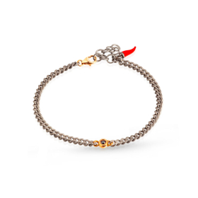Bracelet Mano J Titane Diamants Noirs Or Rouge 9kt