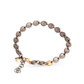 Bracelet Mano J Titane Diamants Noirs Or Rouge 9kt