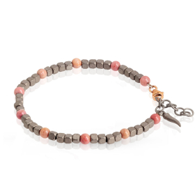 Bracelet Mano J Titane Diamants Noirs Or Rouge 9kt