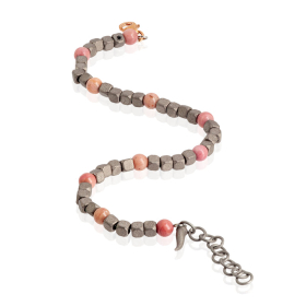 Bracelet Mano J Titane Diamants Noirs Or Rouge 9kt