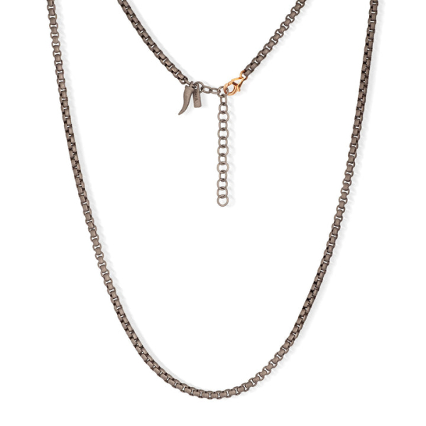 Collier Mano J Chaîne Titane Fermoir Or Rouge 9kt