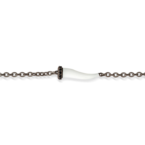 Bracelet Mano J Lucky Horn Titane Diamants Noir