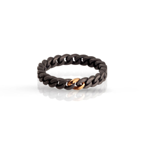 Bague Mano J Maillons Titane Or Rouge 9kt