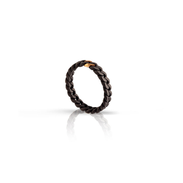 Bague Mano J Maillons Titane Or Rouge 9kt