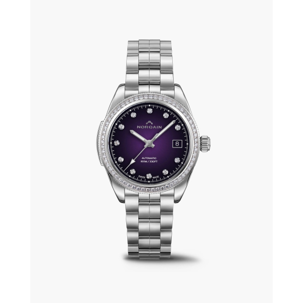 Montre Norqain Adventure Sport Bracelet Acier Cadran Violet & Diamants