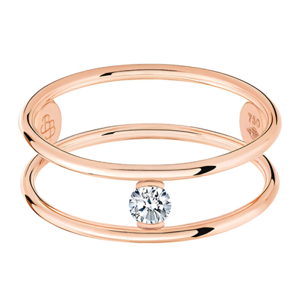 Bague La Brune & La Blonde Hula Hoop Or Rose Diamant 0.1ct