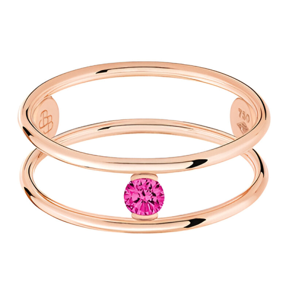 Bague La Brune & La Blonde Hula Hoop Or Rose Rubis 0.12ct
