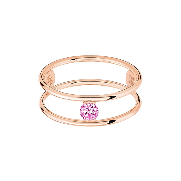 Bague La Brune & La Blonde Hula Hoop Or Rose Saphir Rose 0.23ct