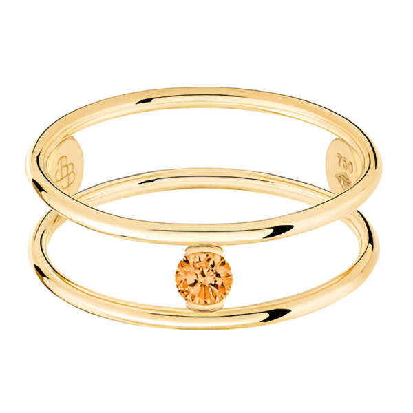 Bague La Brune & La Blonde Hula Hoop Or Jaune Saphir Orange 0.12ct